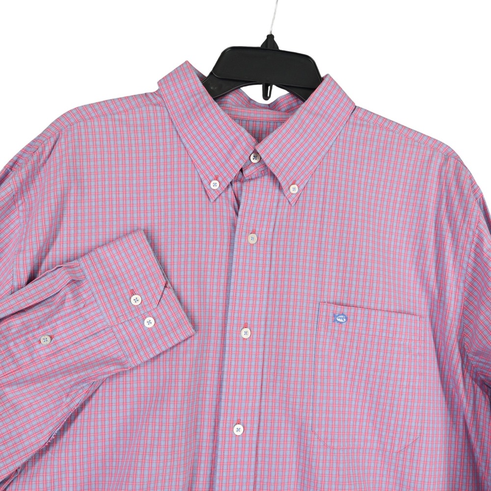 Southern Tide Business Casual Shirt Mens XL Check Pattern Stretch Cotton Office
